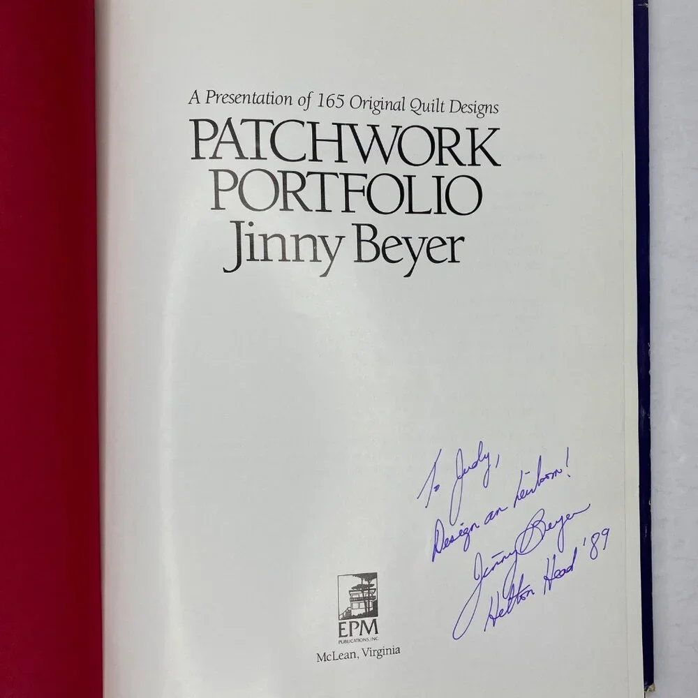 Vintage 1989 Patchwork Portfolio Jinny Beyer Quilt Book Signed Copy Hilton Head